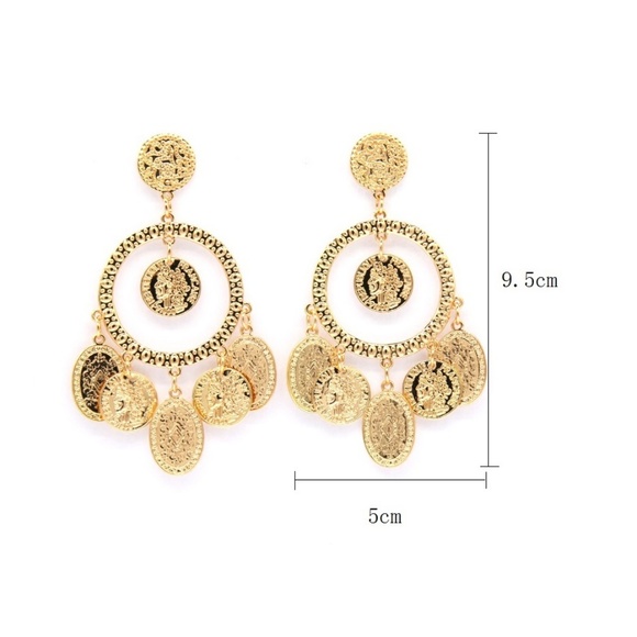gold coin drop earrings - Picture 4 of 5